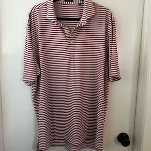 Classic Red and White Striped Polo Shirt